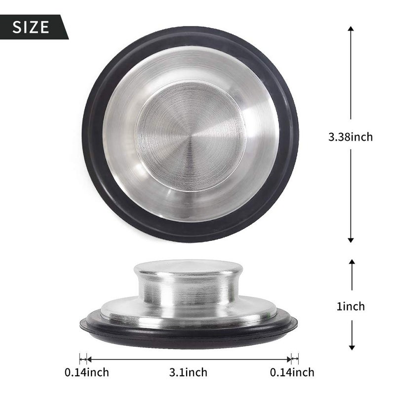 CORNERJOY 2 PCS Stainless Steel Kitchen Sink Stopper, Large Wide Rim 3.38" Diameter - Garbage Disposal Plug - Image 2